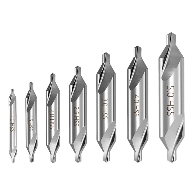 EMSTAR 7 PCS Center Drill Bit Set, M2 High Speed Steel Center Drill Bits for Metal Lathe, Centering Drill Bit Size 1.0 1.5 2.0 2.5 3.0 4.0 5.0 - Image 1